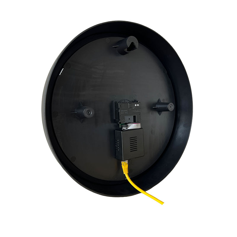 Horloge murale analogique ronde noire PoE NTP IP de 13,7 pouces, horloge murale analogique NTP