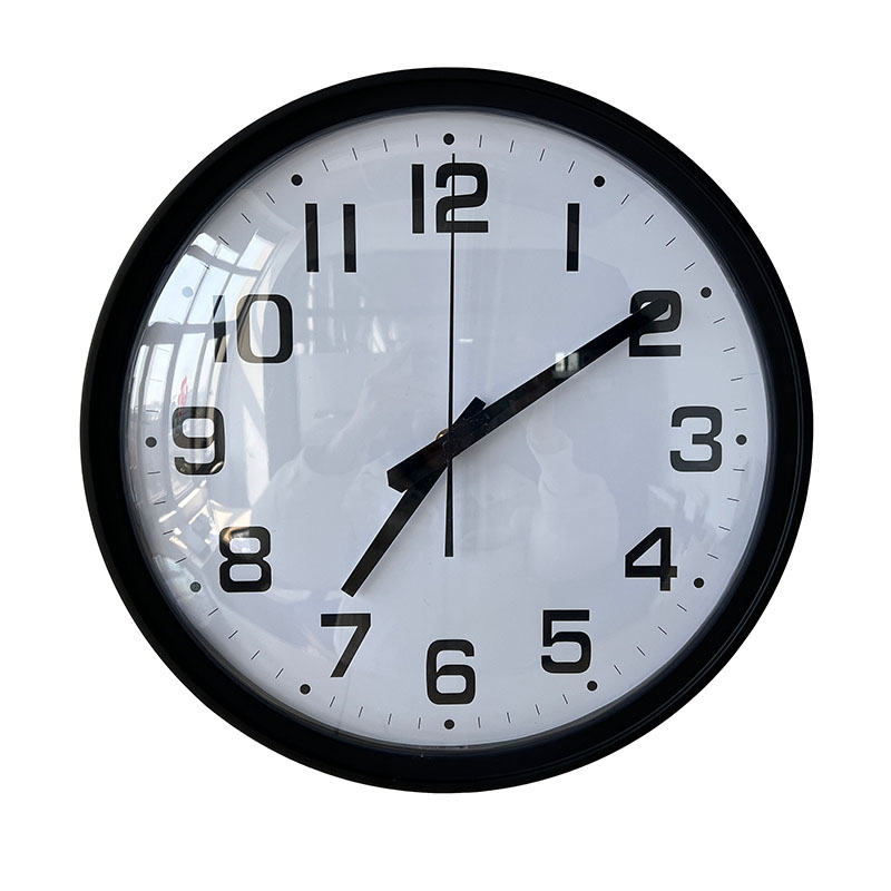 Horloge murale analogique ronde noire PoE NTP IP de 13,7 pouces, horloge murale analogique NTP