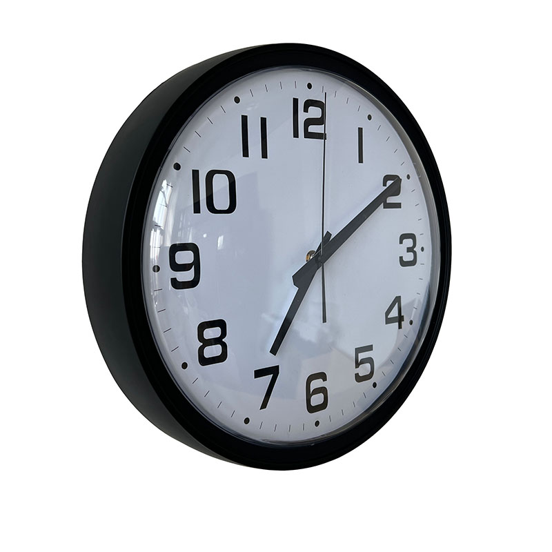 Horloge murale analogique ronde noire PoE NTP IP de 13,7 pouces, horloge murale analogique NTP