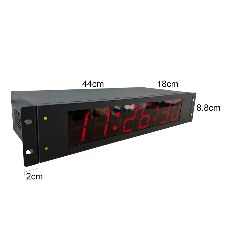 Horloge réseau numérique filaire NTP 2U à 6 chiffres, 2,3 pouces, format HH, MM, SS, 6 chiffres, montage en rack
